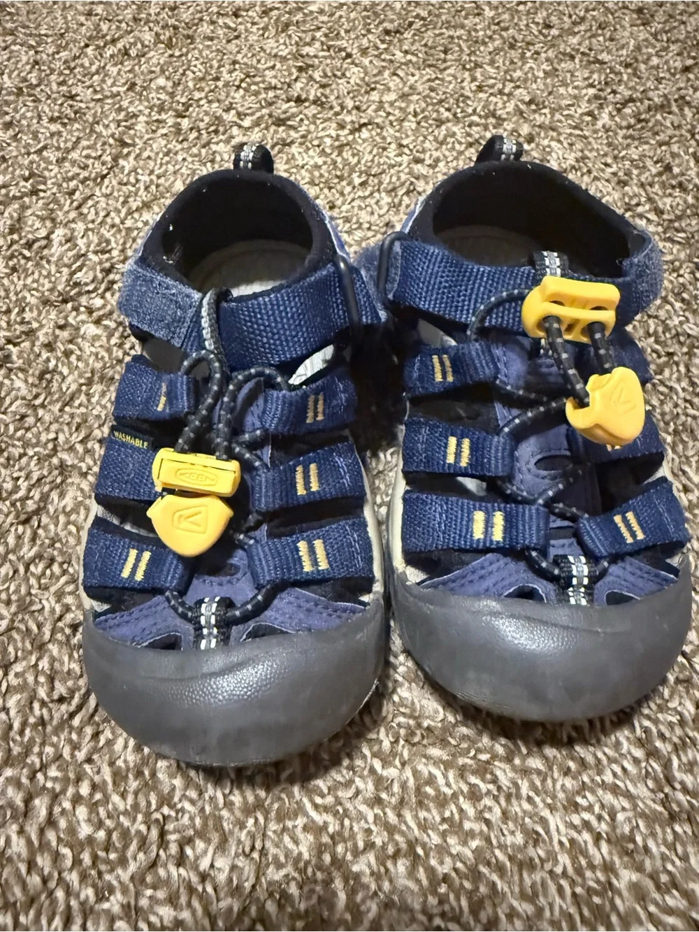 Keen Kids Navy Blue Closed-Toe Sandals with Yellow Accents